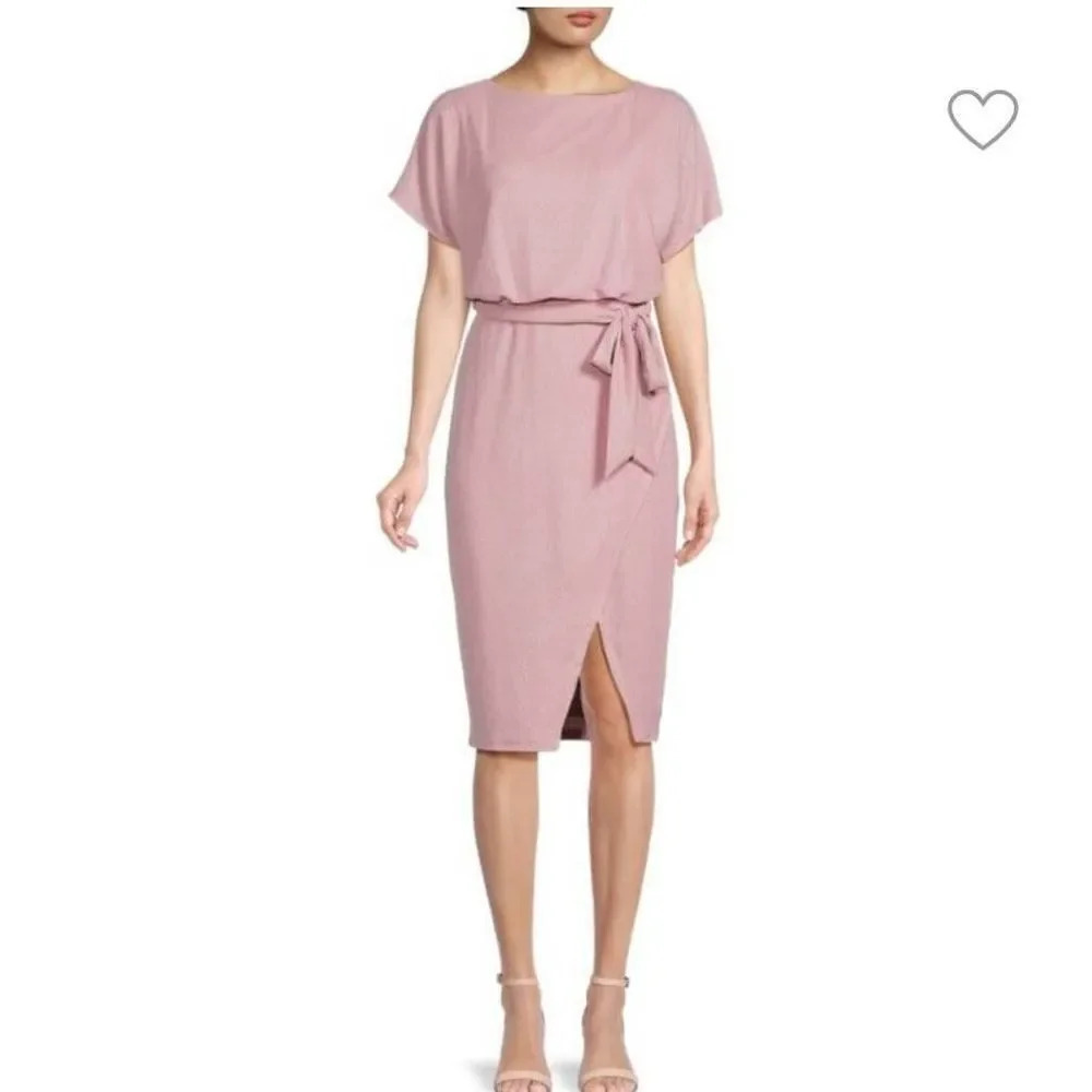KENSIE Short Sleeve Faux Wrap Midi Dress Sz 14